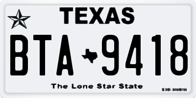TX license plate BTA9418