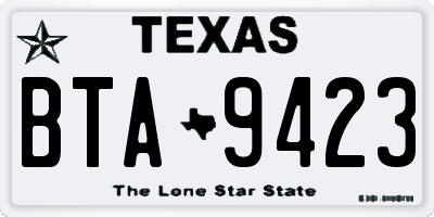 TX license plate BTA9423