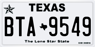 TX license plate BTA9549