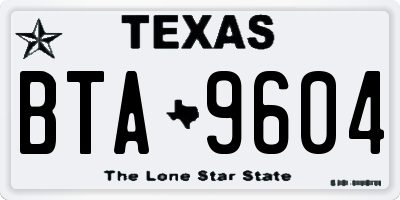TX license plate BTA9604