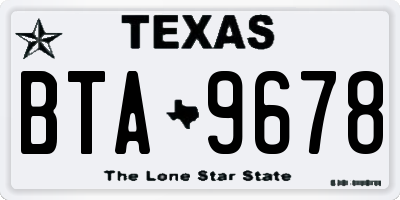 TX license plate BTA9678