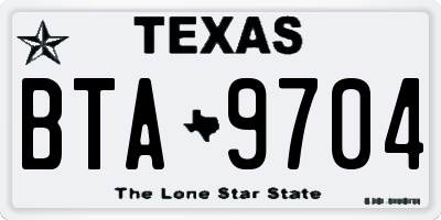 TX license plate BTA9704