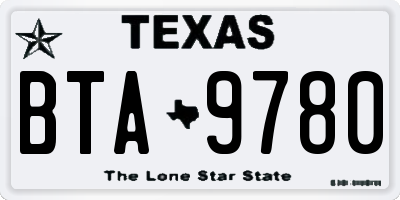 TX license plate BTA9780