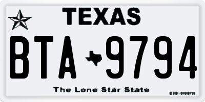 TX license plate BTA9794