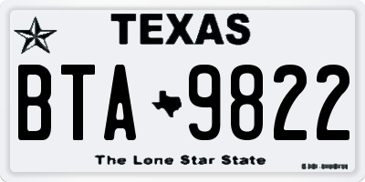 TX license plate BTA9822