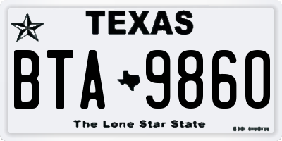 TX license plate BTA9860