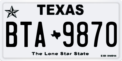 TX license plate BTA9870