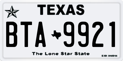 TX license plate BTA9921