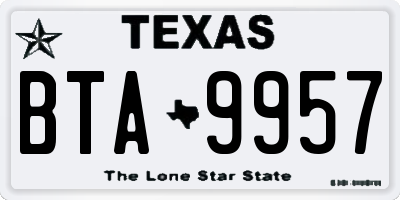 TX license plate BTA9957