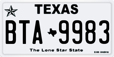 TX license plate BTA9983