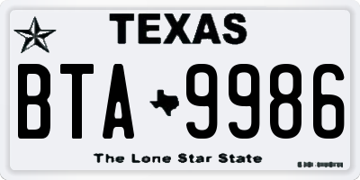 TX license plate BTA9986