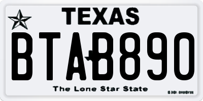 TX license plate BTAB890