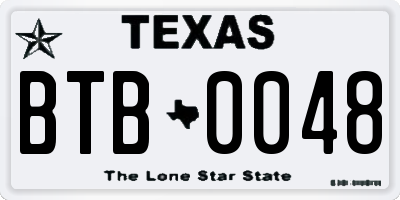 TX license plate BTB0048