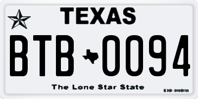TX license plate BTB0094