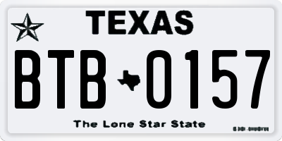 TX license plate BTB0157