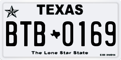 TX license plate BTB0169