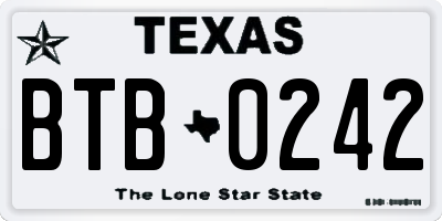 TX license plate BTB0242