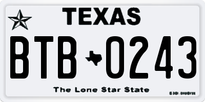 TX license plate BTB0243