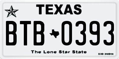 TX license plate BTB0393