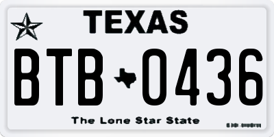 TX license plate BTB0436