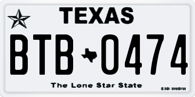 TX license plate BTB0474