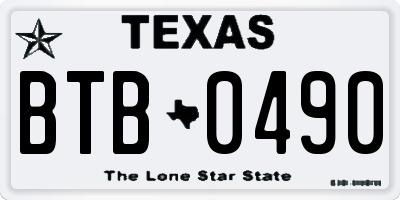 TX license plate BTB0490