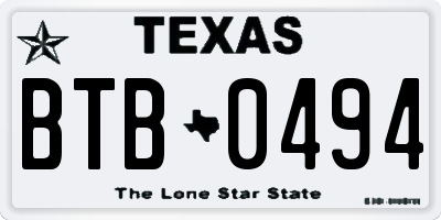 TX license plate BTB0494