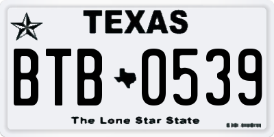 TX license plate BTB0539