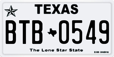 TX license plate BTB0549