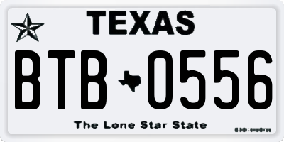 TX license plate BTB0556