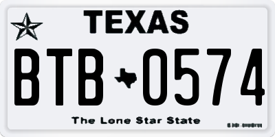 TX license plate BTB0574