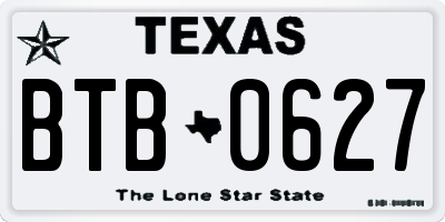 TX license plate BTB0627