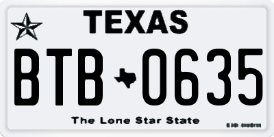 TX license plate BTB0635