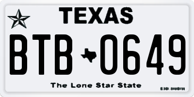 TX license plate BTB0649