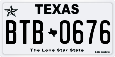 TX license plate BTB0676