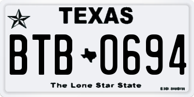TX license plate BTB0694