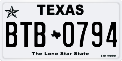 TX license plate BTB0794