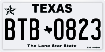 TX license plate BTB0823