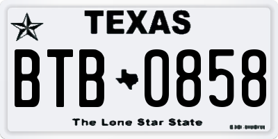 TX license plate BTB0858