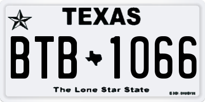 TX license plate BTB1066