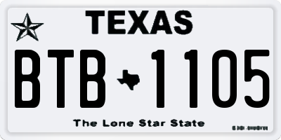 TX license plate BTB1105
