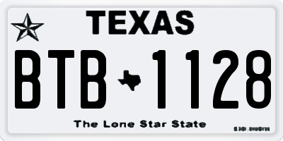 TX license plate BTB1128