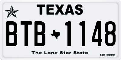 TX license plate BTB1148