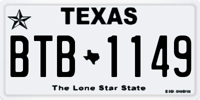 TX license plate BTB1149
