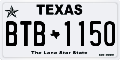 TX license plate BTB1150
