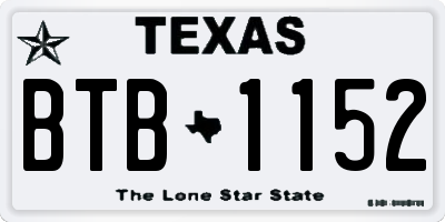 TX license plate BTB1152
