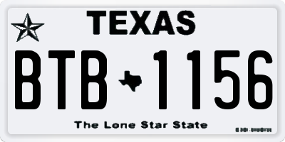 TX license plate BTB1156