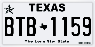 TX license plate BTB1159