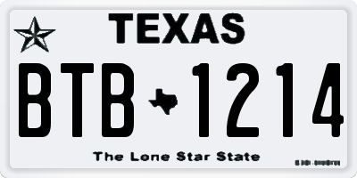 TX license plate BTB1214