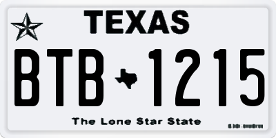 TX license plate BTB1215